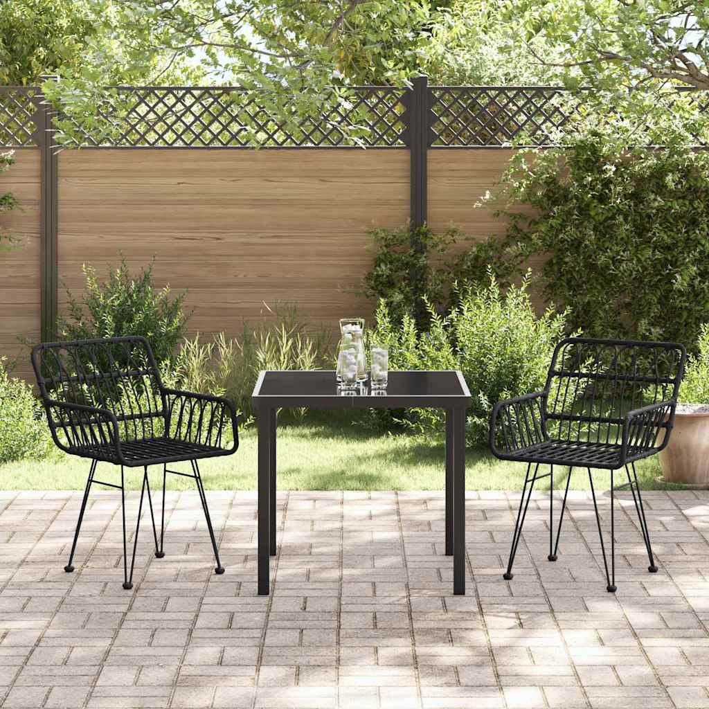 Garten Essgruppe 3 pcs Schwarz Pulverbeschichteter Stahl