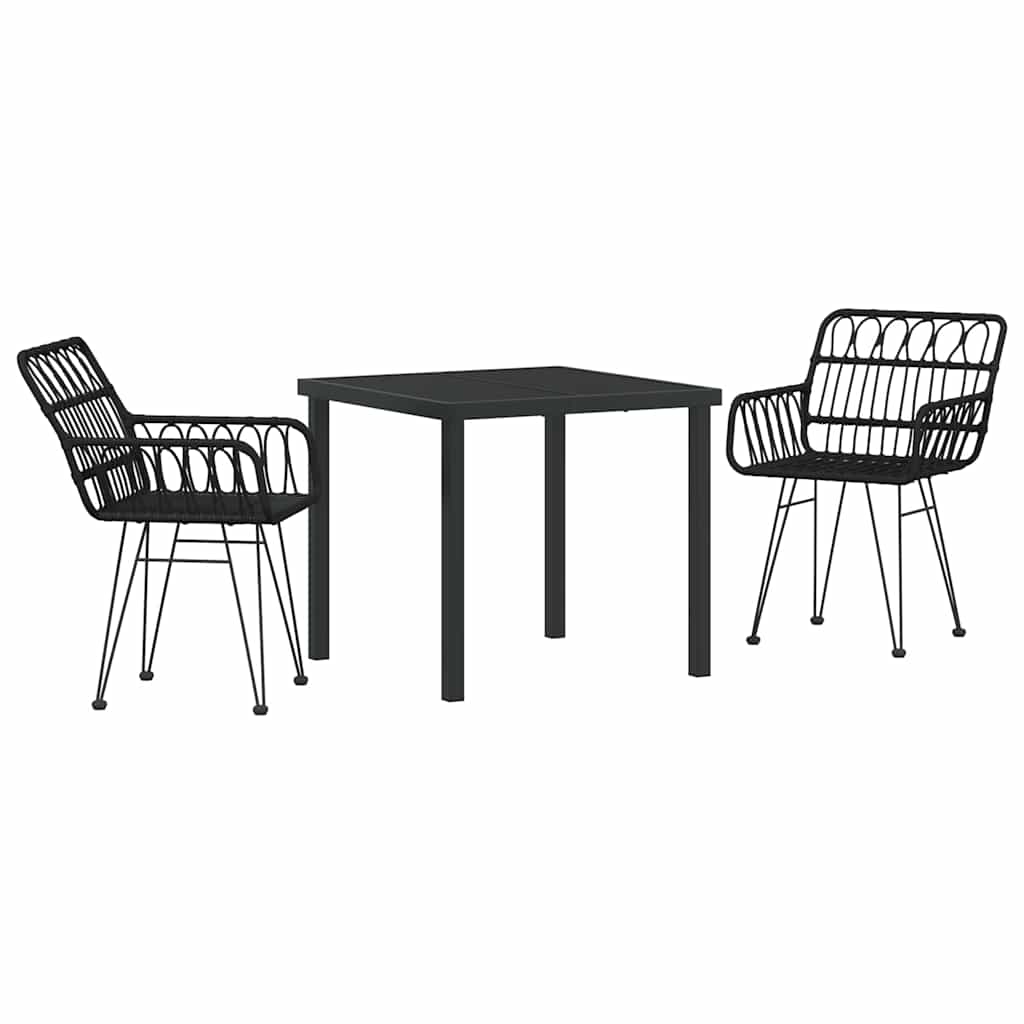 Garten Essgruppe 3 pcs Schwarz Pulverbeschichteter Stahl
