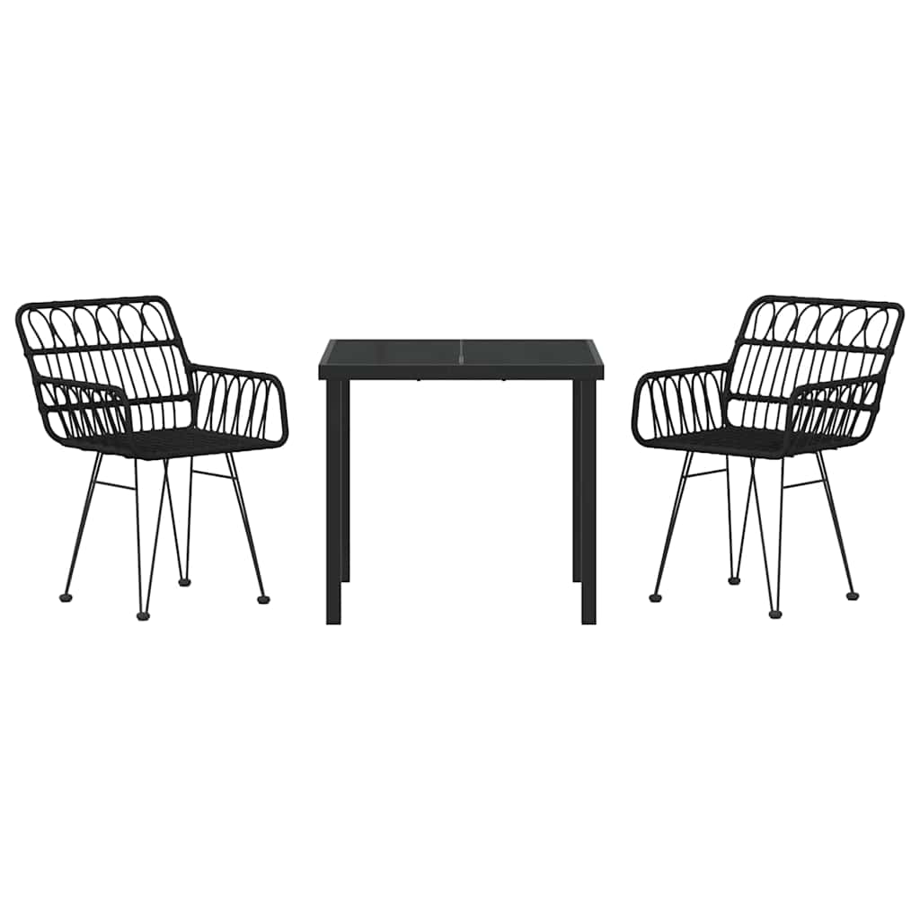 Garten Essgruppe 3 pcs Schwarz Pulverbeschichteter Stahl