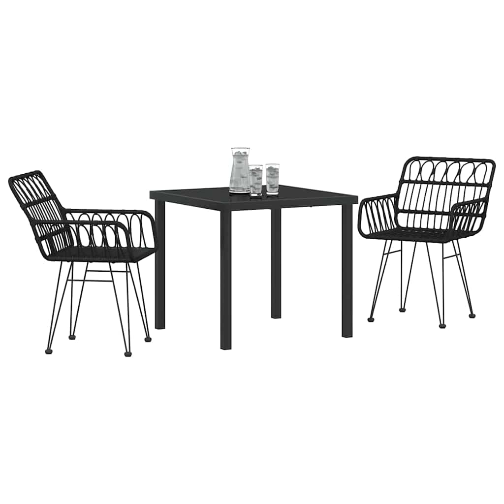 Garten Essgruppe 3 pcs Schwarz Pulverbeschichteter Stahl