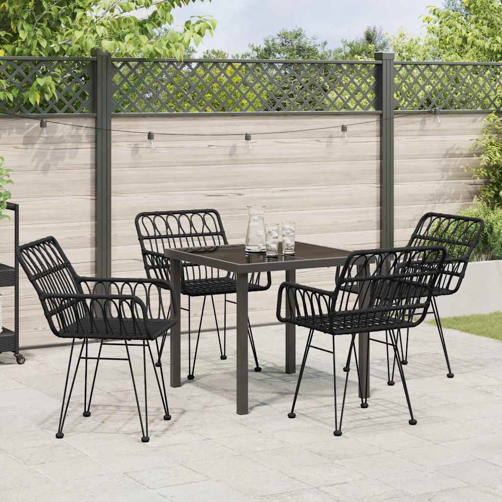 Garten Essgruppe 5 pcs Schwarz Pulverbeschichteter Stahl
