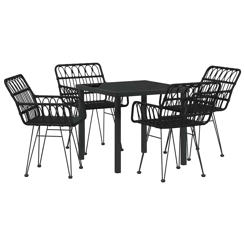 Garten Essgruppe 5 pcs Schwarz Pulverbeschichteter Stahl