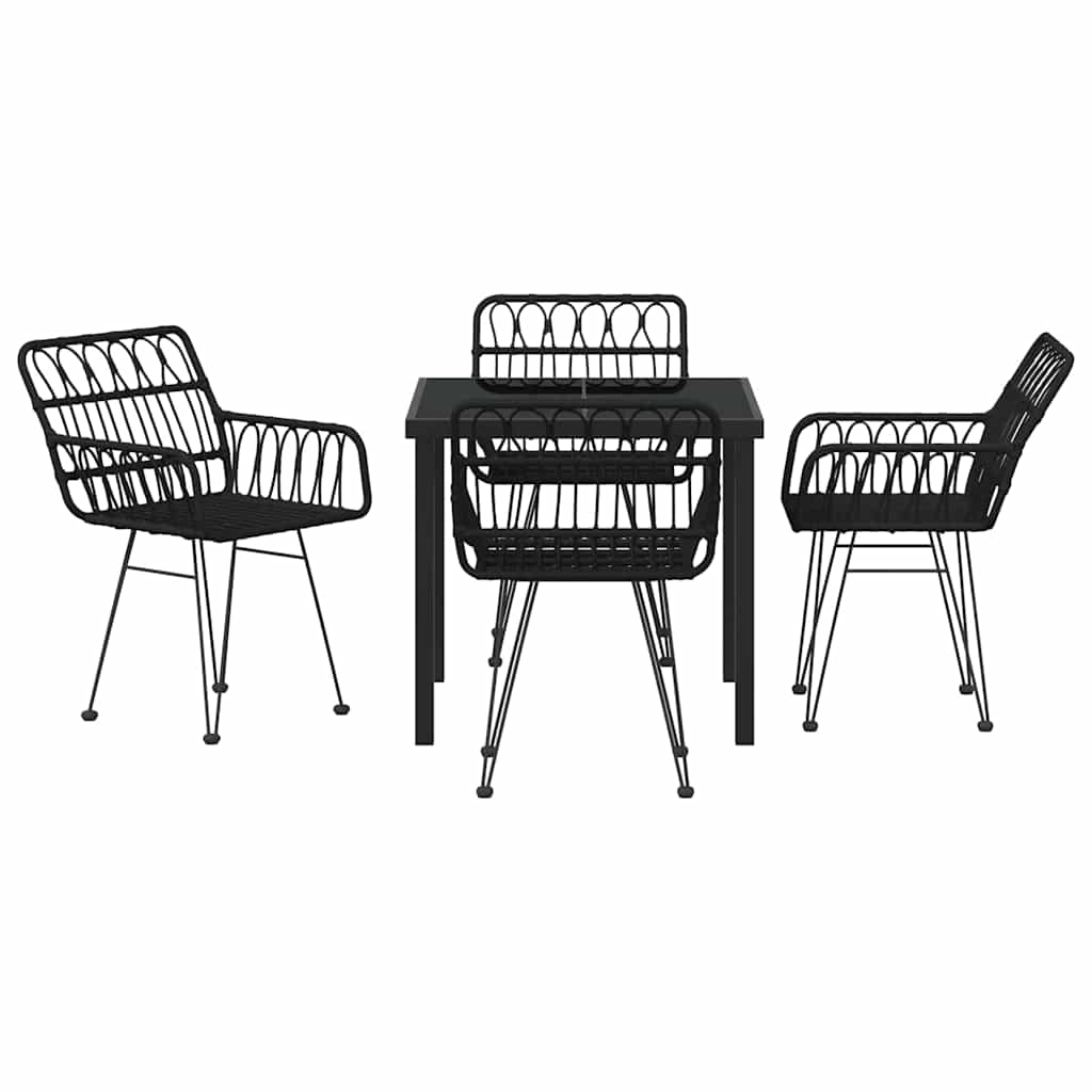 Garten Essgruppe 5 pcs Schwarz Pulverbeschichteter Stahl