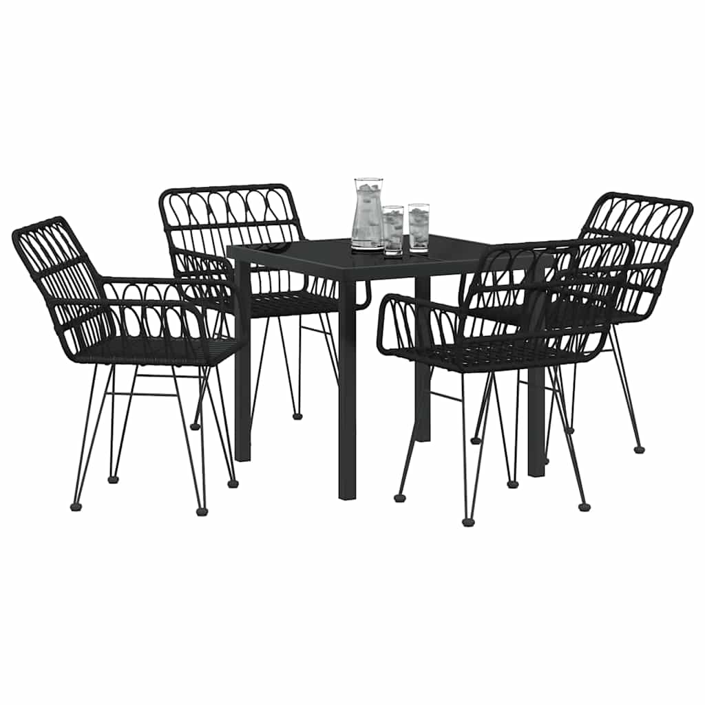 Garten Essgruppe 5 pcs Schwarz Pulverbeschichteter Stahl