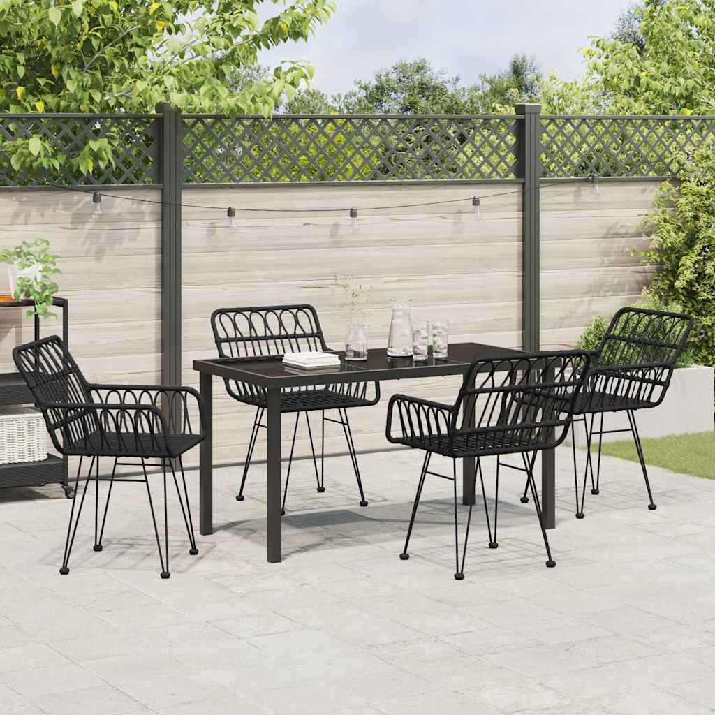 Garten Essgruppe 5 pcs Schwarz Pulverbeschichteter Stahl