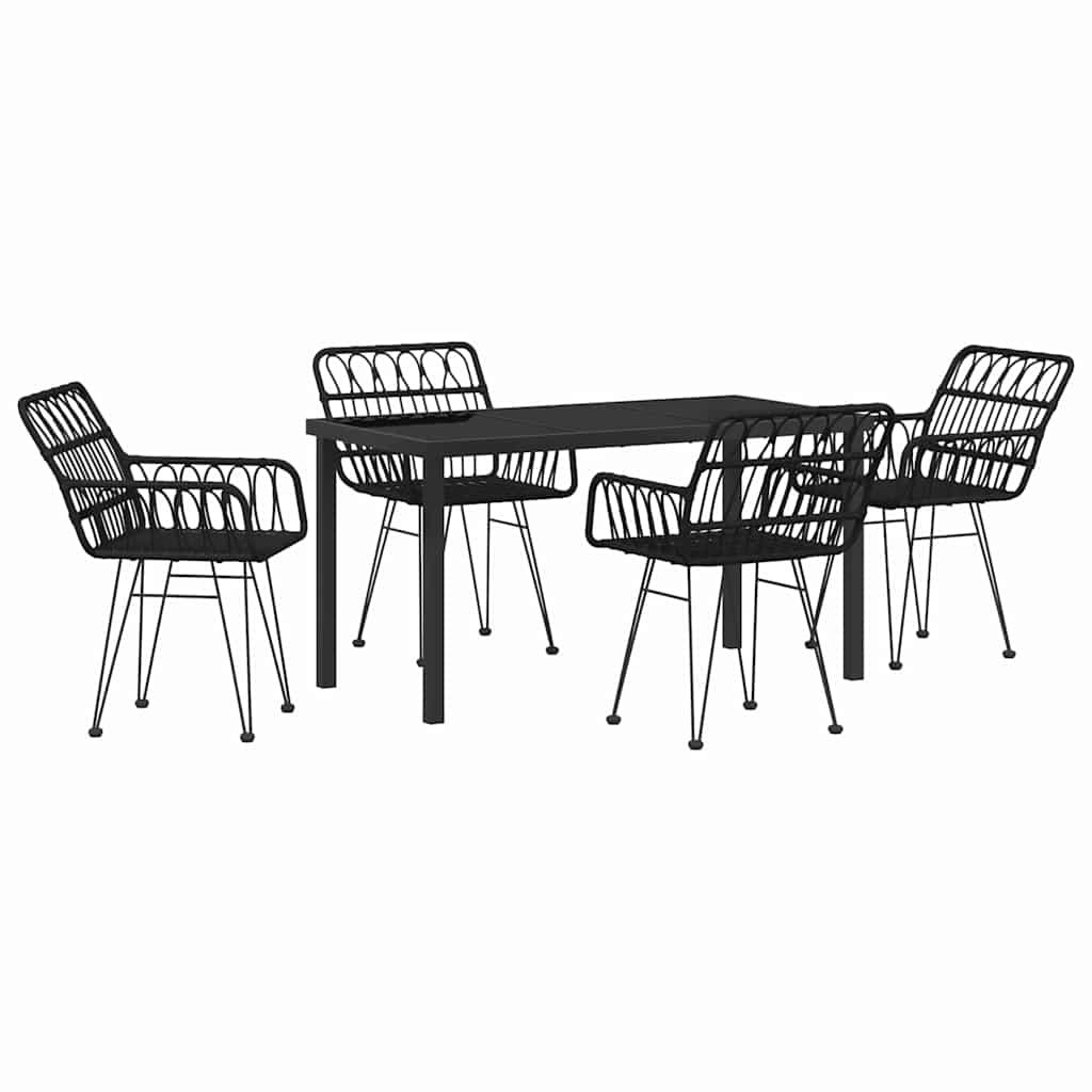Garten Essgruppe 5 pcs Schwarz Pulverbeschichteter Stahl