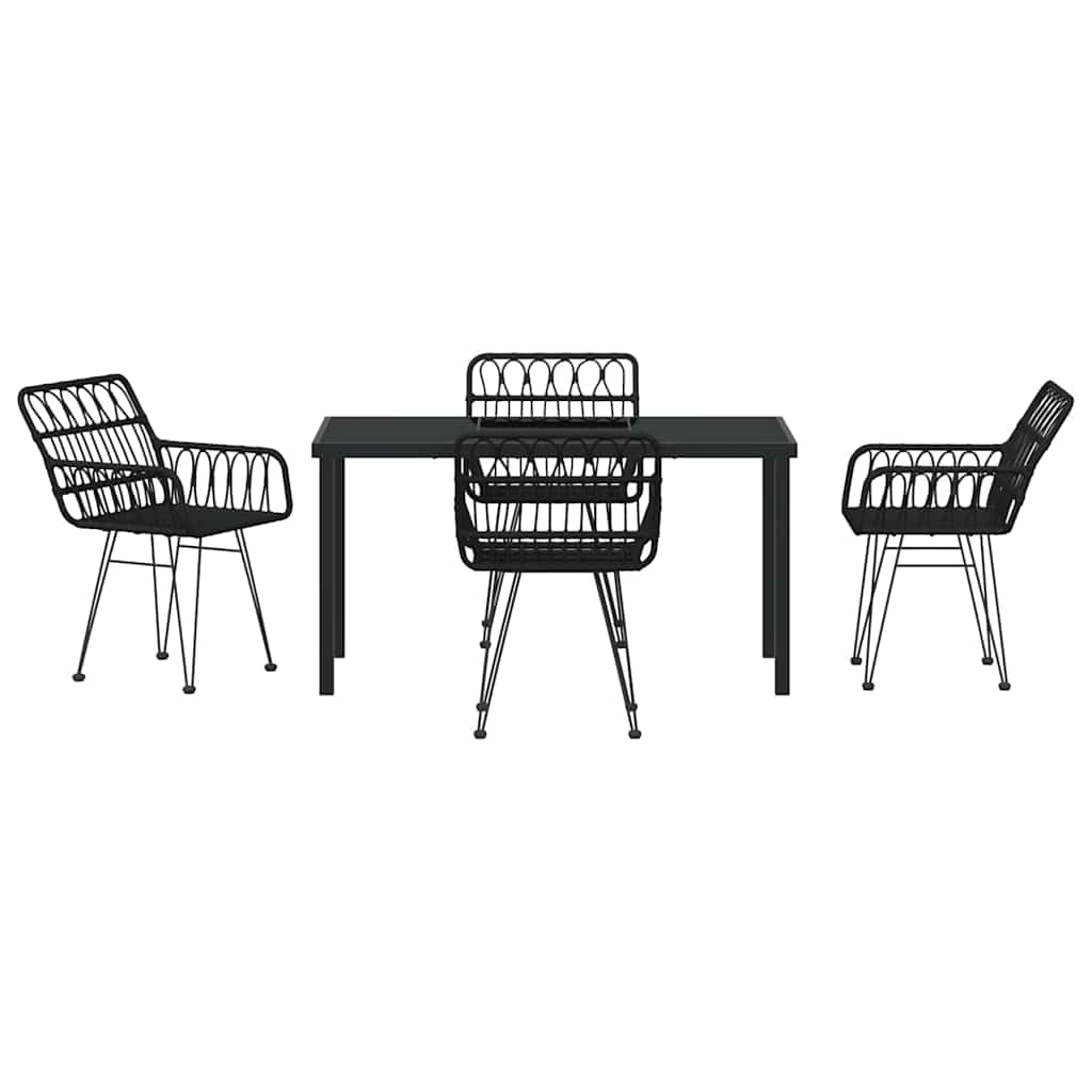 Garten Essgruppe 5 pcs Schwarz Pulverbeschichteter Stahl