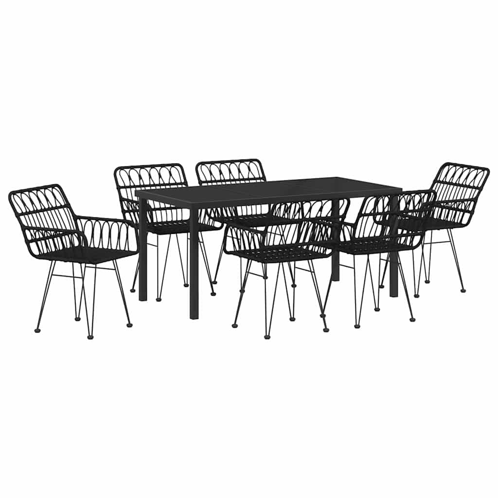 Garten Essgruppe 7 pcs Schwarz Pulverbeschichteter Stahl