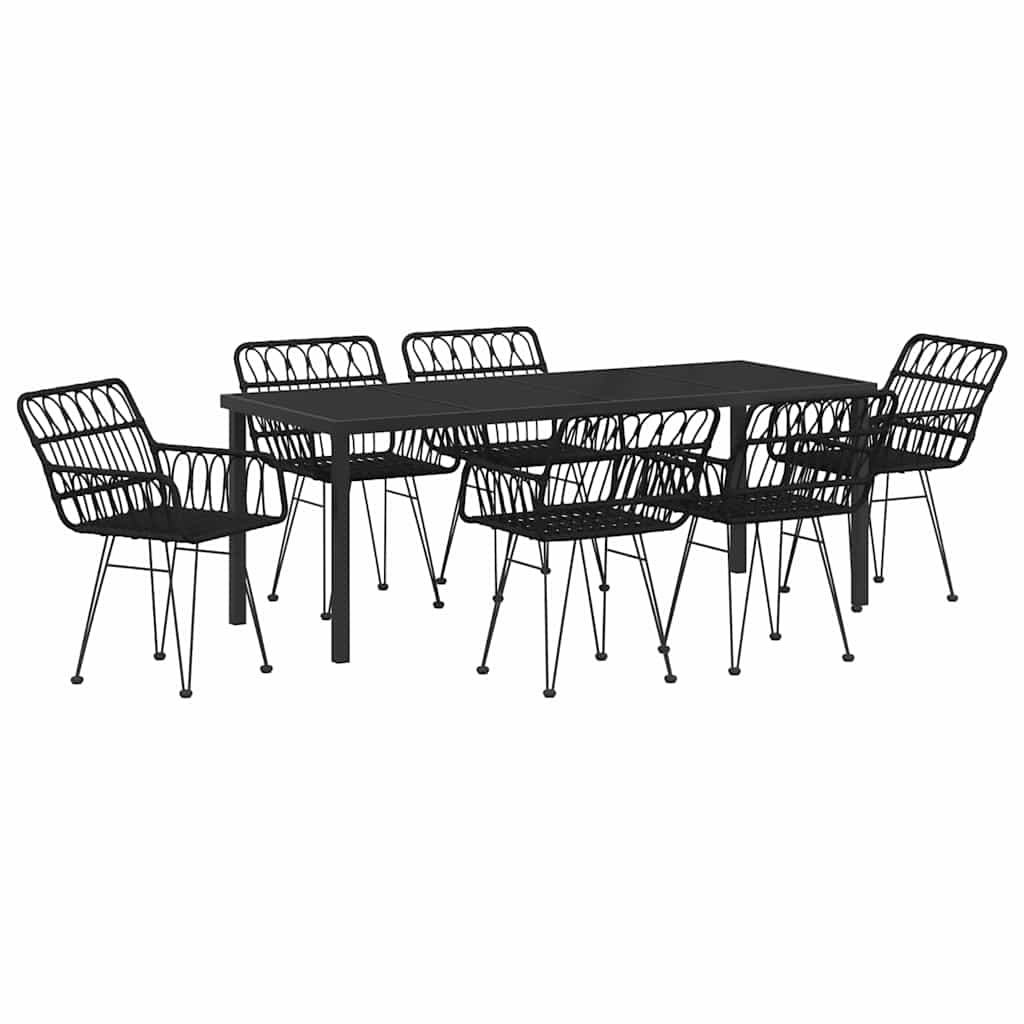 Garten Essgruppe 7 pcs Schwarz Pulverbeschichteter Stahl