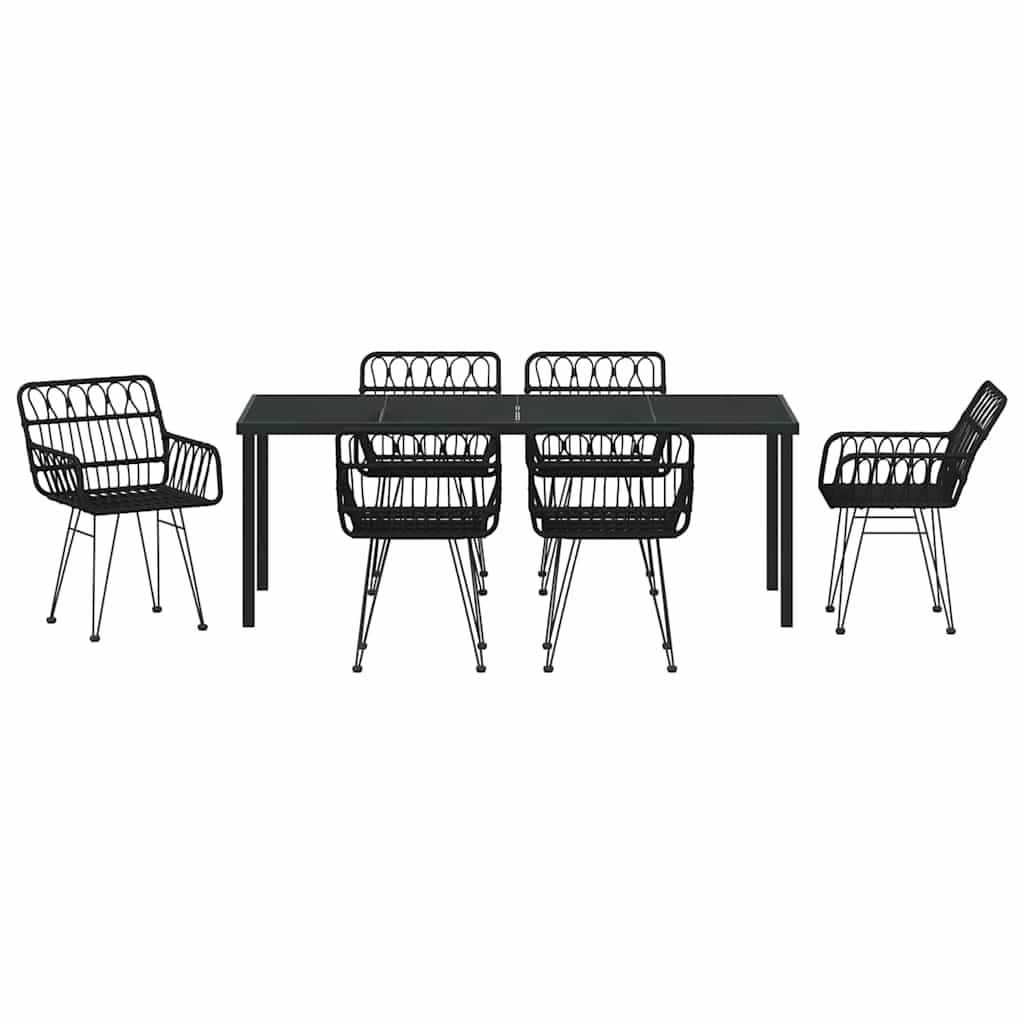 Garten Essgruppe 7 pcs Schwarz Pulverbeschichteter Stahl