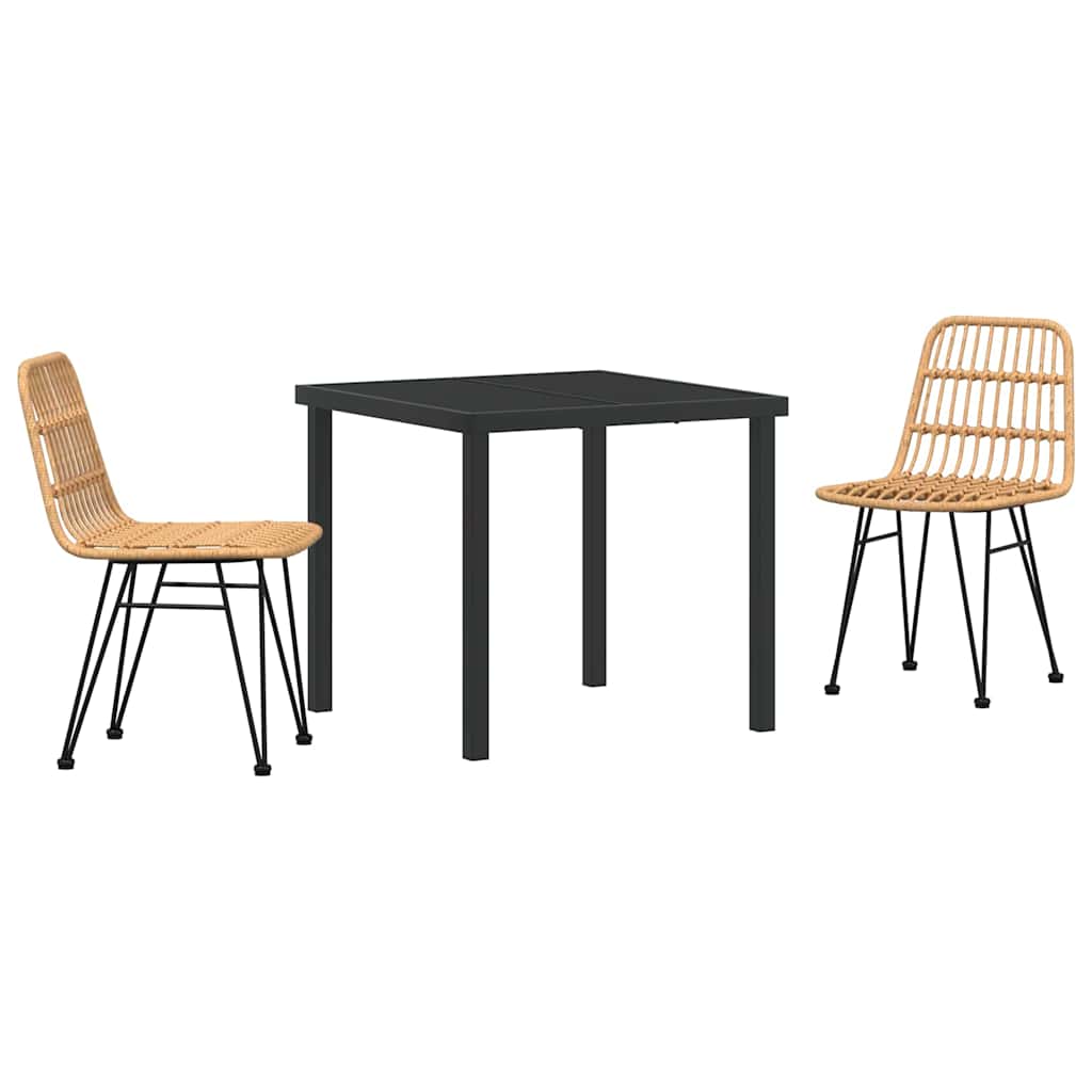 Garten Essgruppe 3 pcs Braun Pulverbeschichteter Stahl