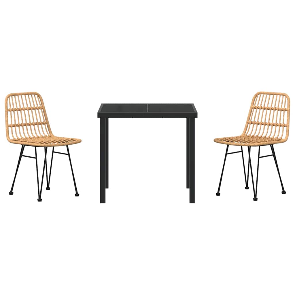 Garten Essgruppe 3 pcs Braun Pulverbeschichteter Stahl