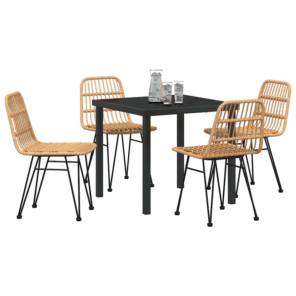 Garten Essgruppe 5 pcs Braun Pulverbeschichteter Stahl