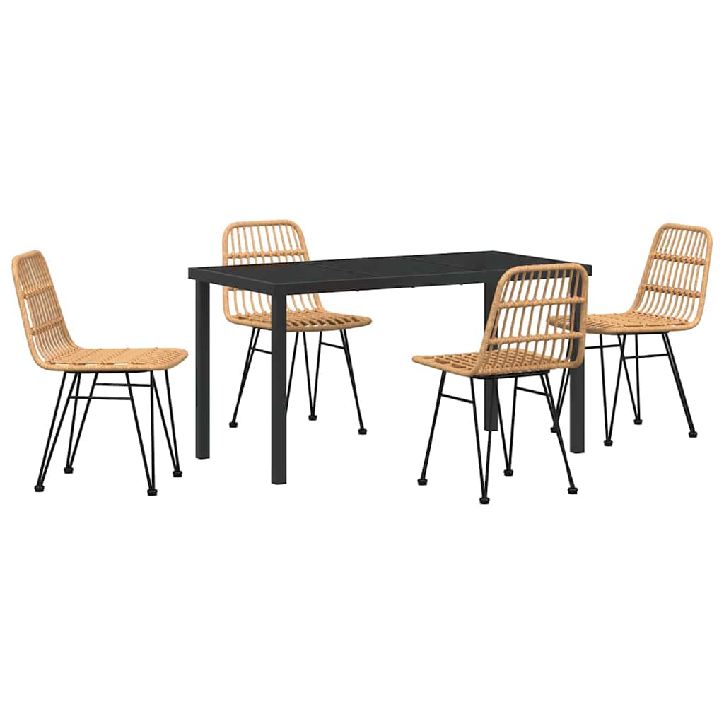 Garten Essgruppe 5 pcs Braun Pulverbeschichteter Stahl