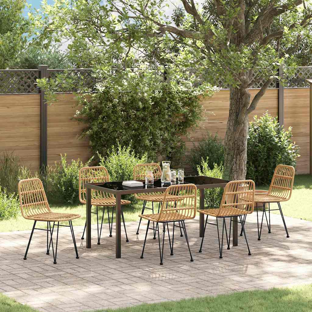 Garten Essgruppe 7 pcs Braun Pulverbeschichteter Stahl