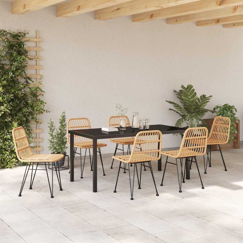 Garten Essgruppe 7 pcs Braun Pulverbeschichteter Stahl