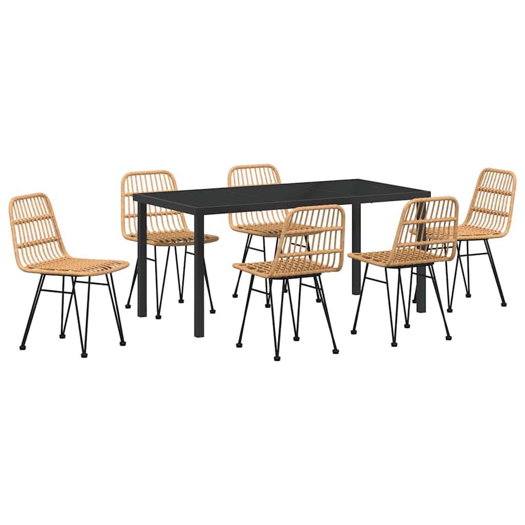 Garten Essgruppe 7 pcs Braun Pulverbeschichteter Stahl