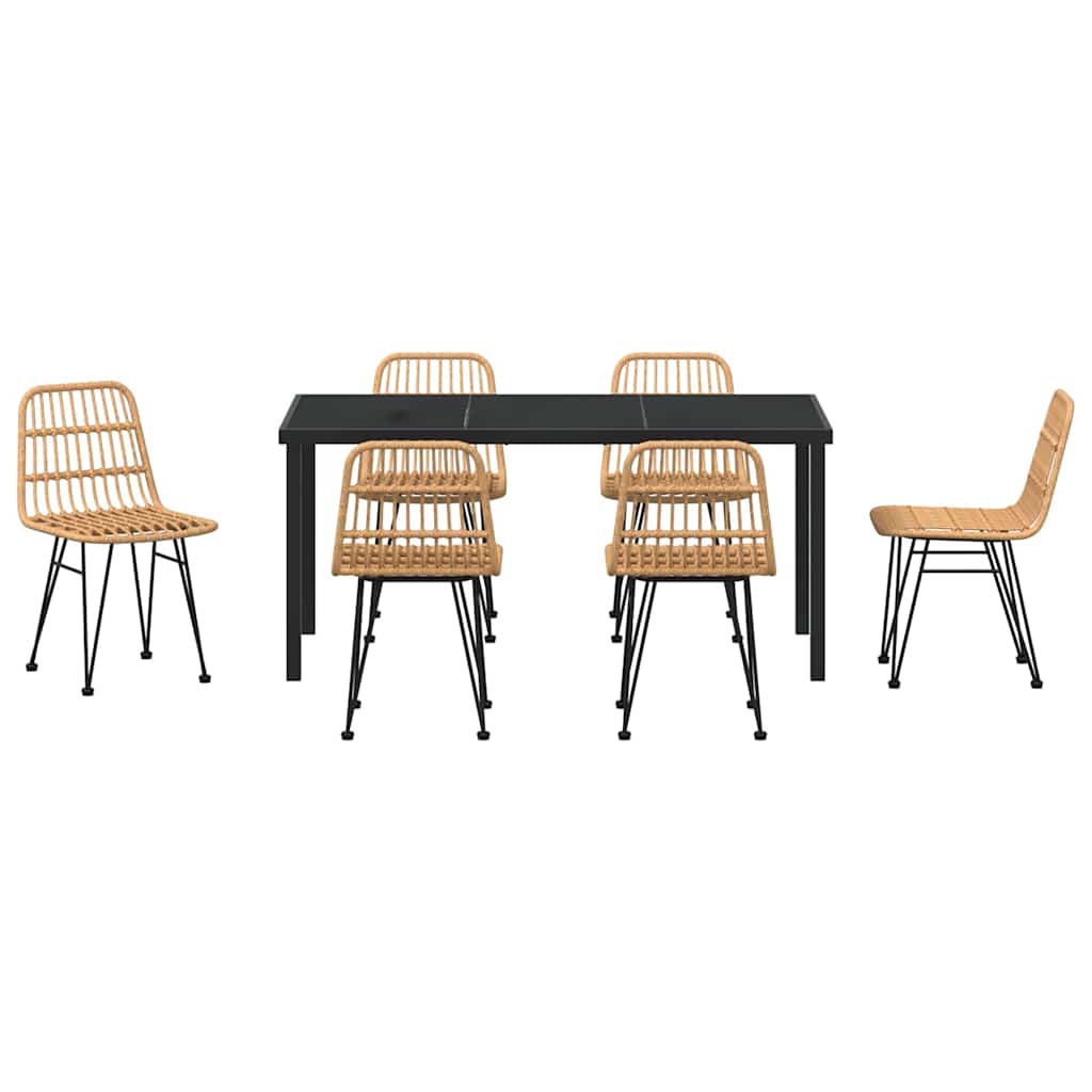 Garten Essgruppe 7 pcs Braun Pulverbeschichteter Stahl