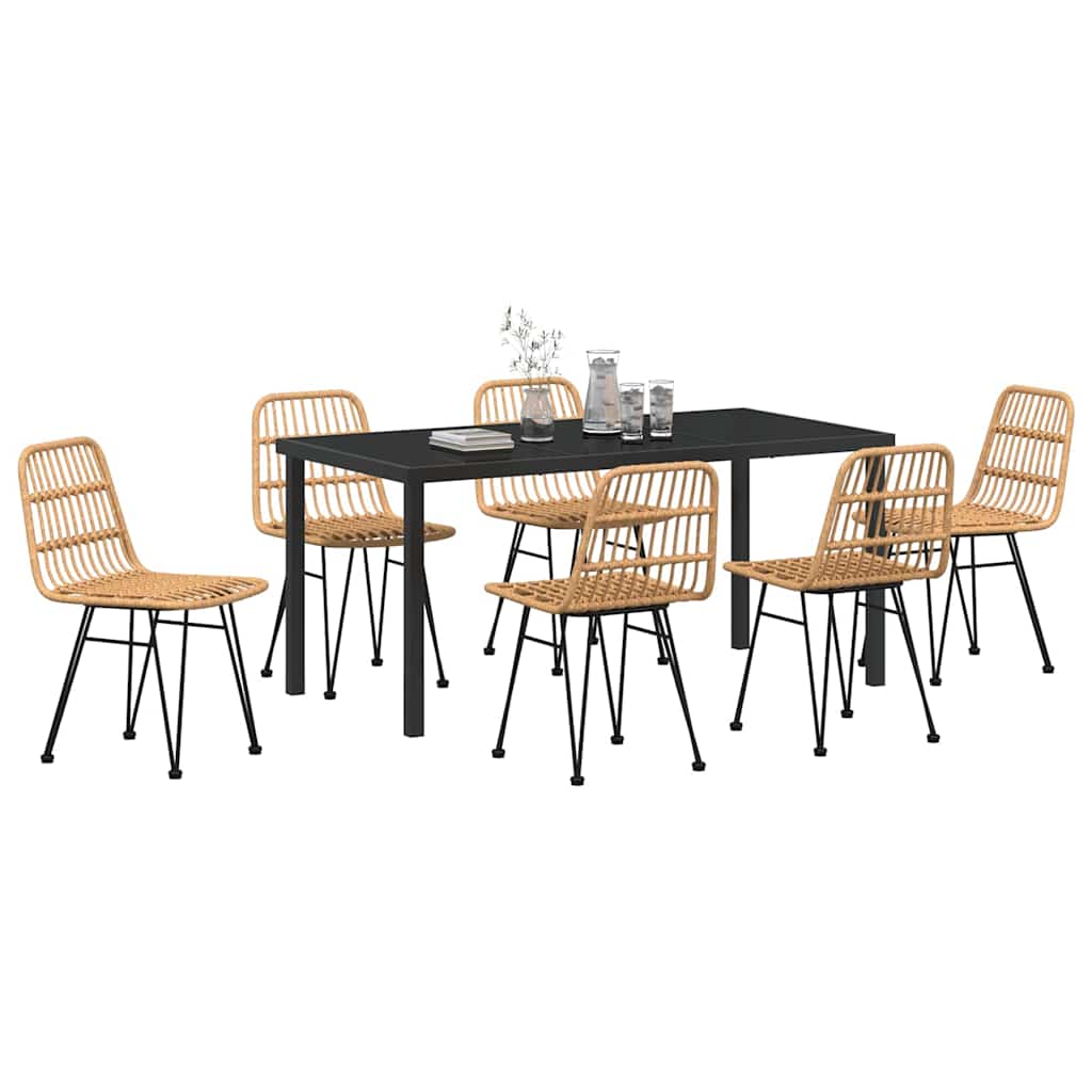Garten Essgruppe 7 pcs Braun Pulverbeschichteter Stahl