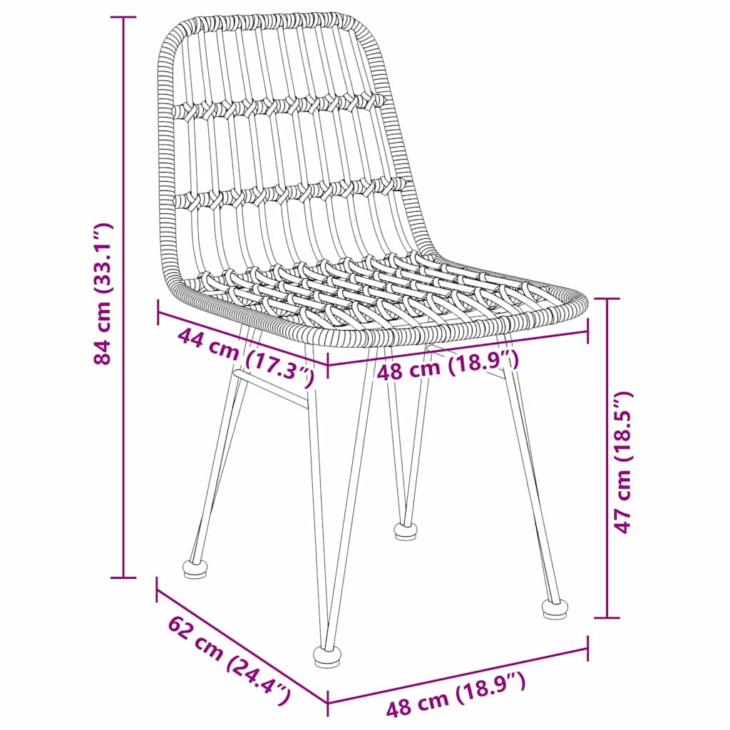 Garten Essgruppe 7 pcs Braun Pulverbeschichteter Stahl