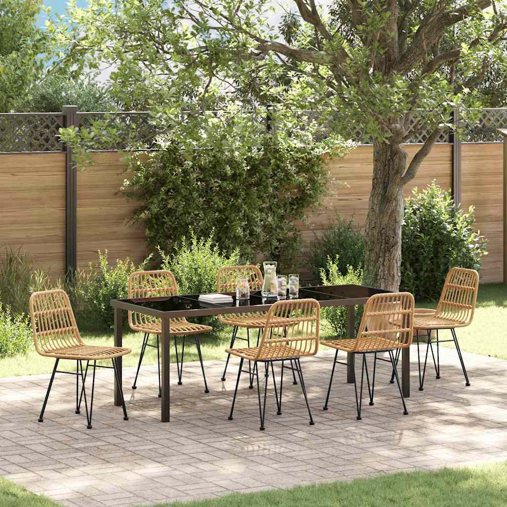 Garten Essgruppe 7 pcs Braun Pulverbeschichteter Stahl