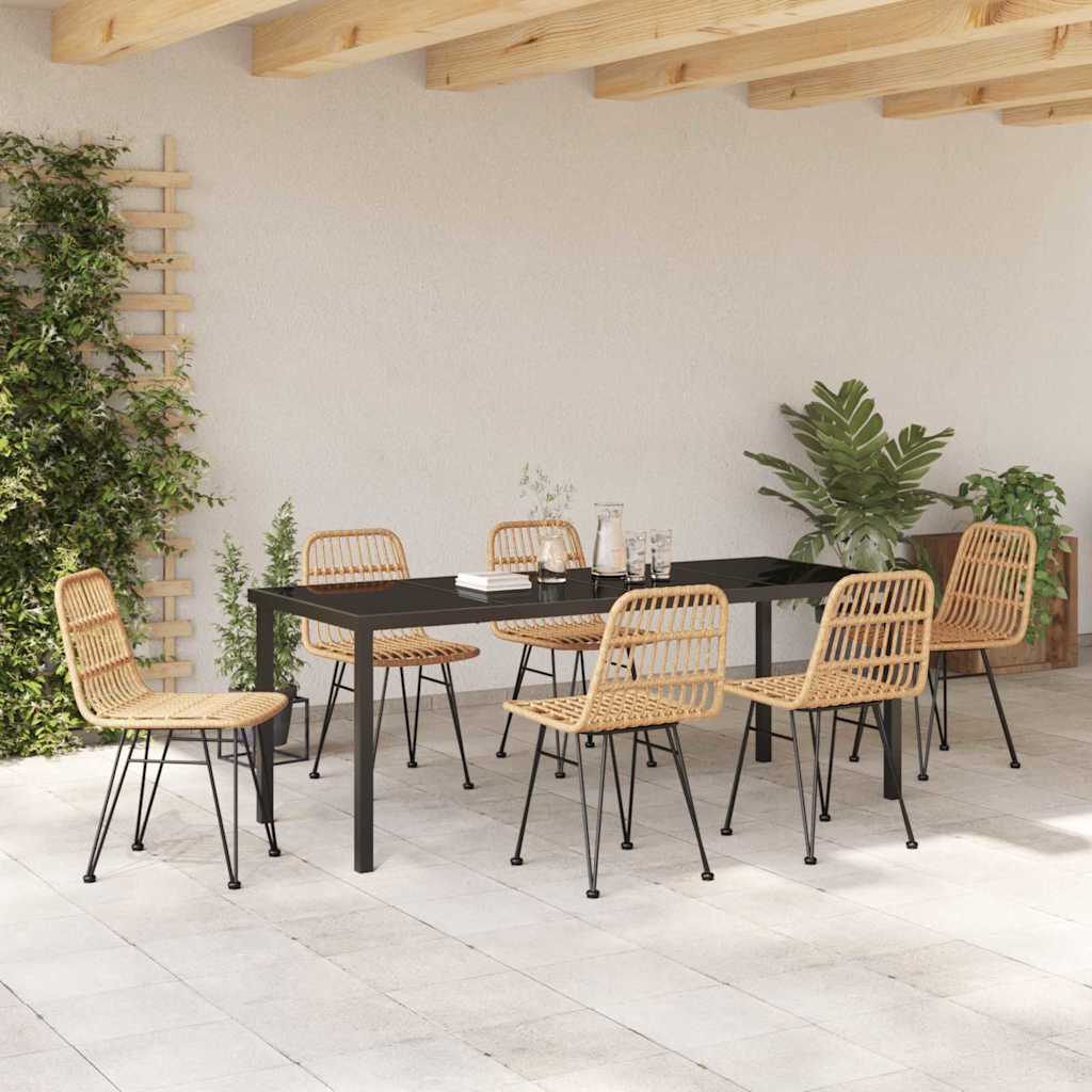 Garten Essgruppe 7 pcs Braun Pulverbeschichteter Stahl