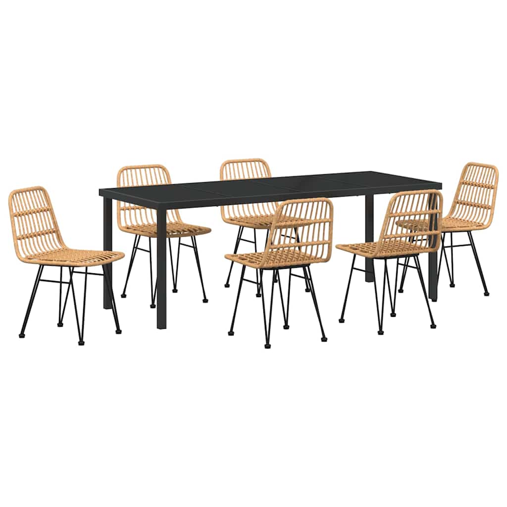 Garten Essgruppe 7 pcs Braun Pulverbeschichteter Stahl