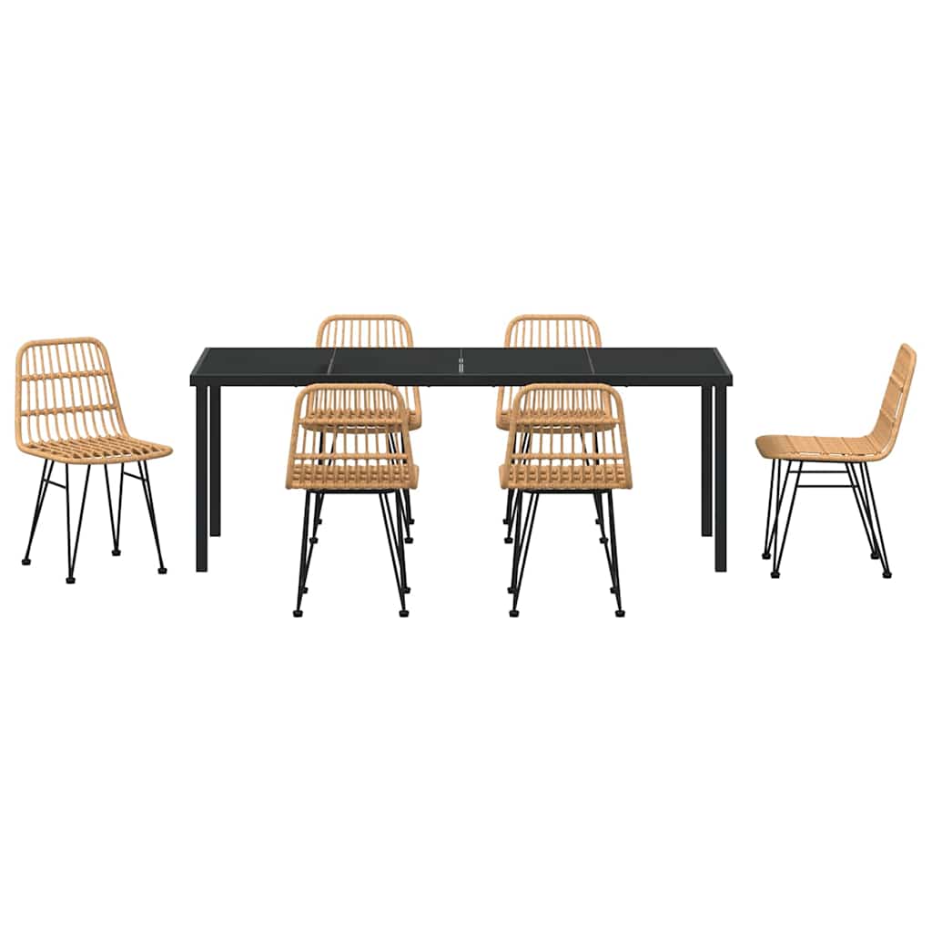 Garten Essgruppe 7 pcs Braun Pulverbeschichteter Stahl