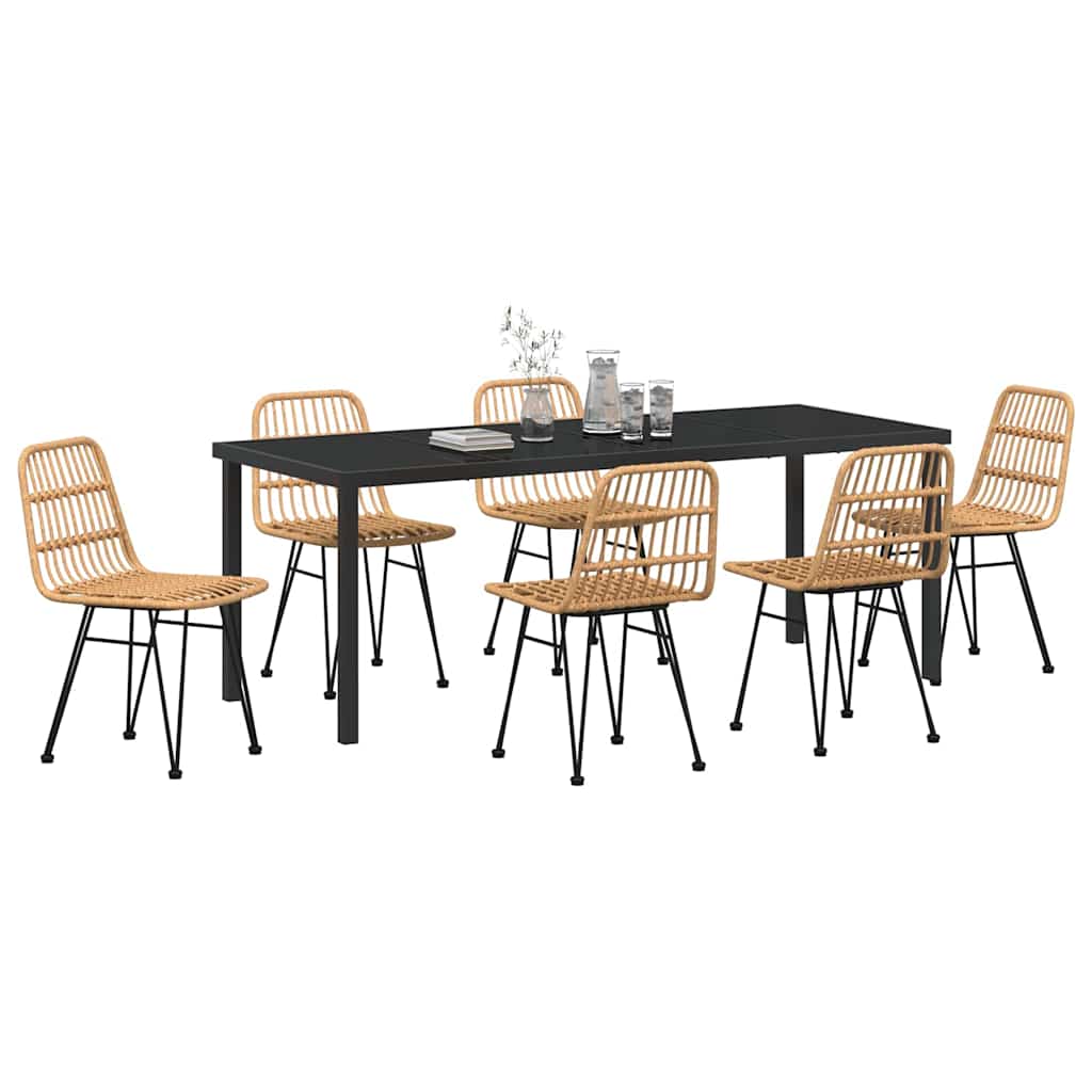 Garten Essgruppe 7 pcs Braun Pulverbeschichteter Stahl