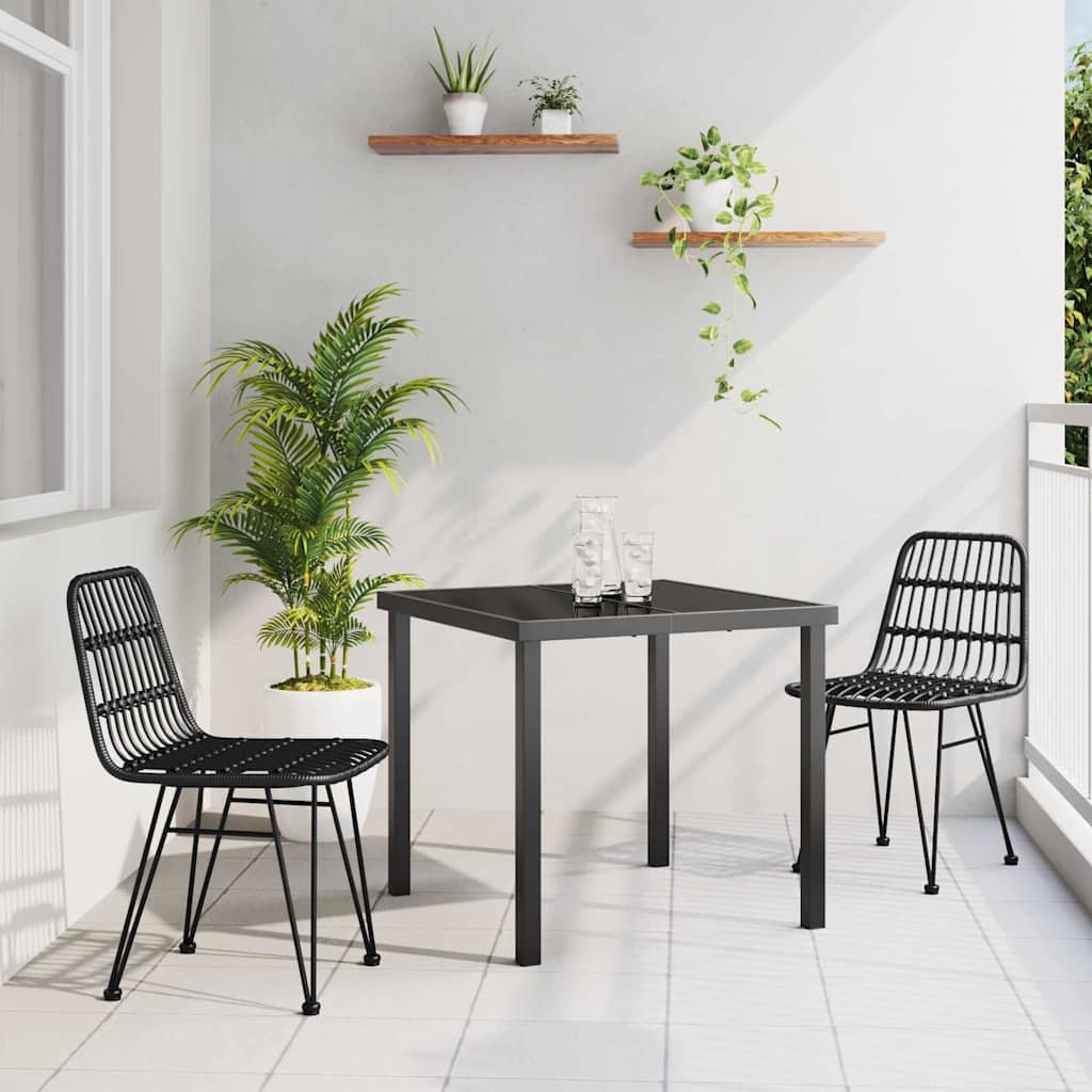 Garten Essgruppe 3 pcs Schwarz Pulverbeschichteter Stahl