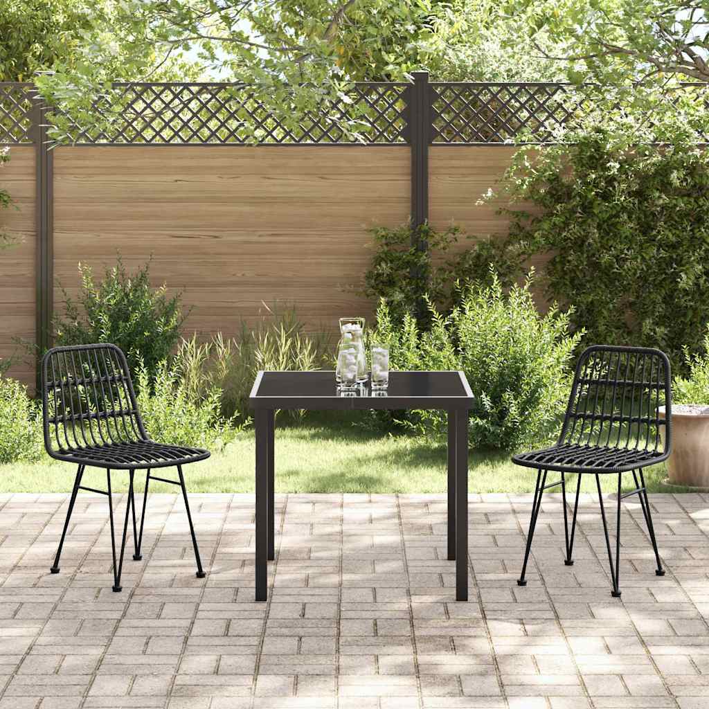 Garten Essgruppe 3 pcs Schwarz Pulverbeschichteter Stahl