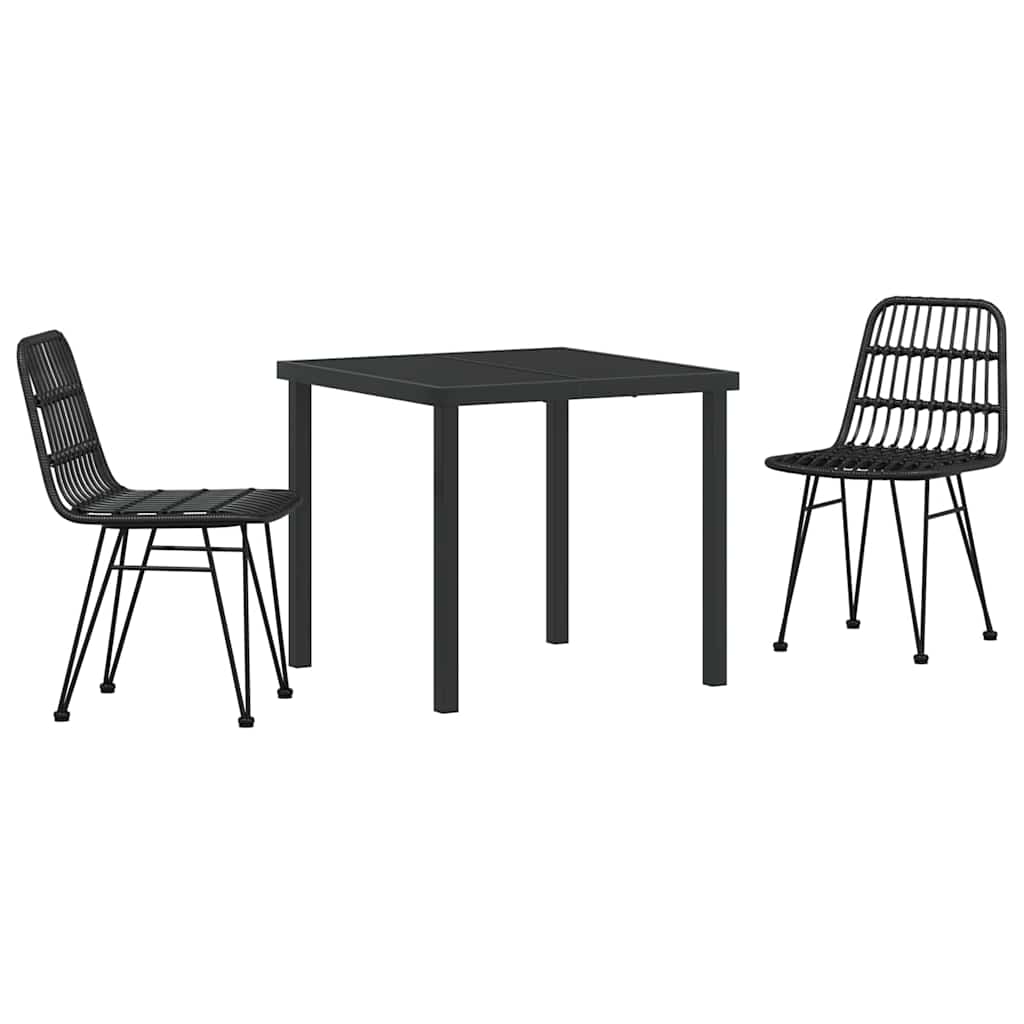 Garten Essgruppe 3 pcs Schwarz Pulverbeschichteter Stahl