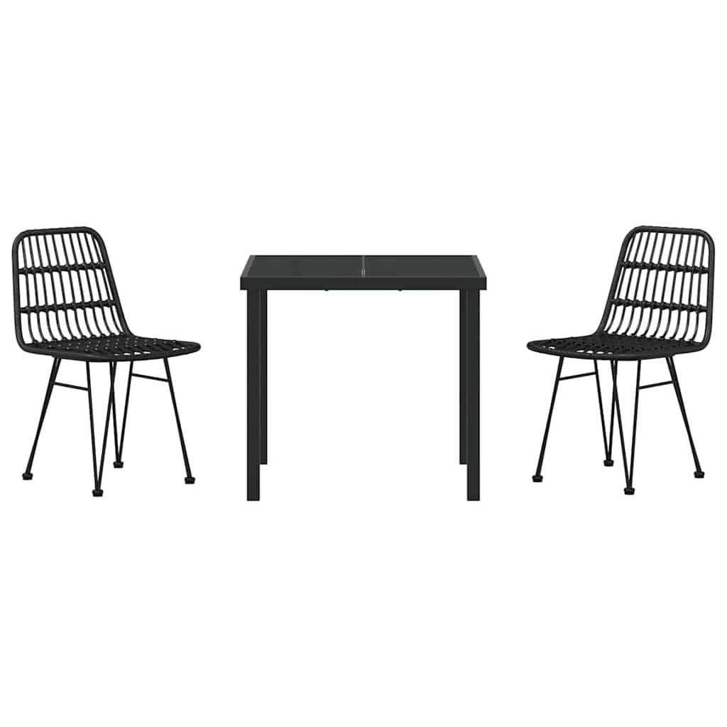 Garten Essgruppe 3 pcs Schwarz Pulverbeschichteter Stahl