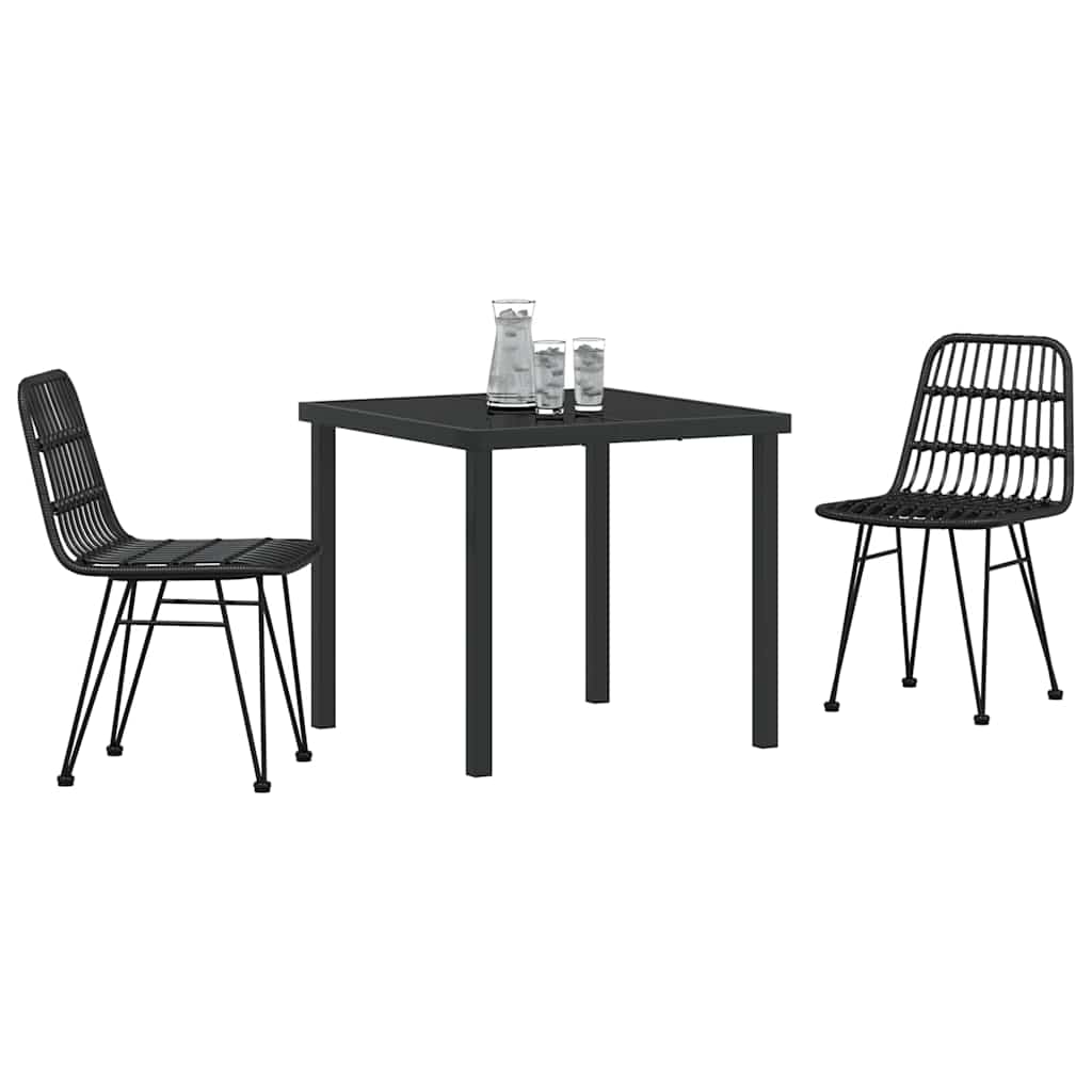 Garten Essgruppe 3 pcs Schwarz Pulverbeschichteter Stahl