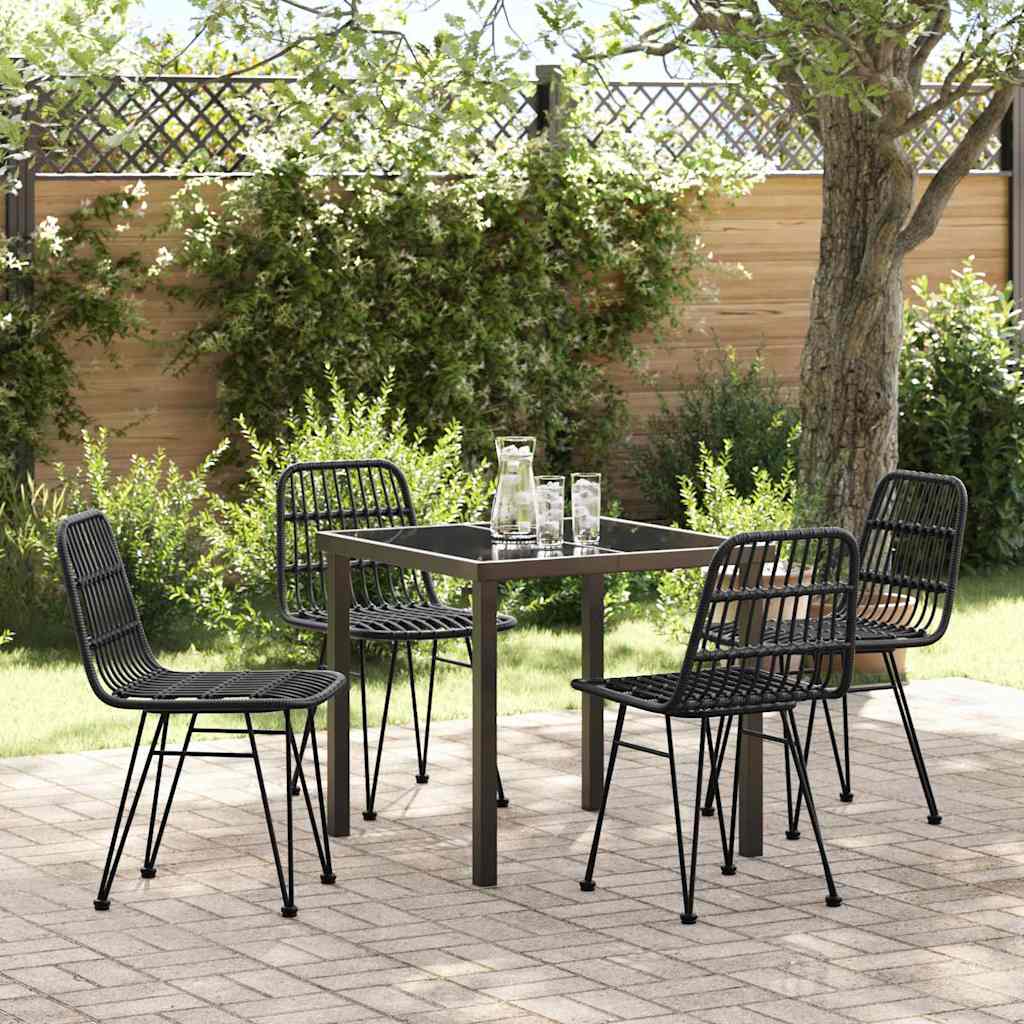 Garten Essgruppe 5 pcs Schwarz Pulverbeschichteter Stahl