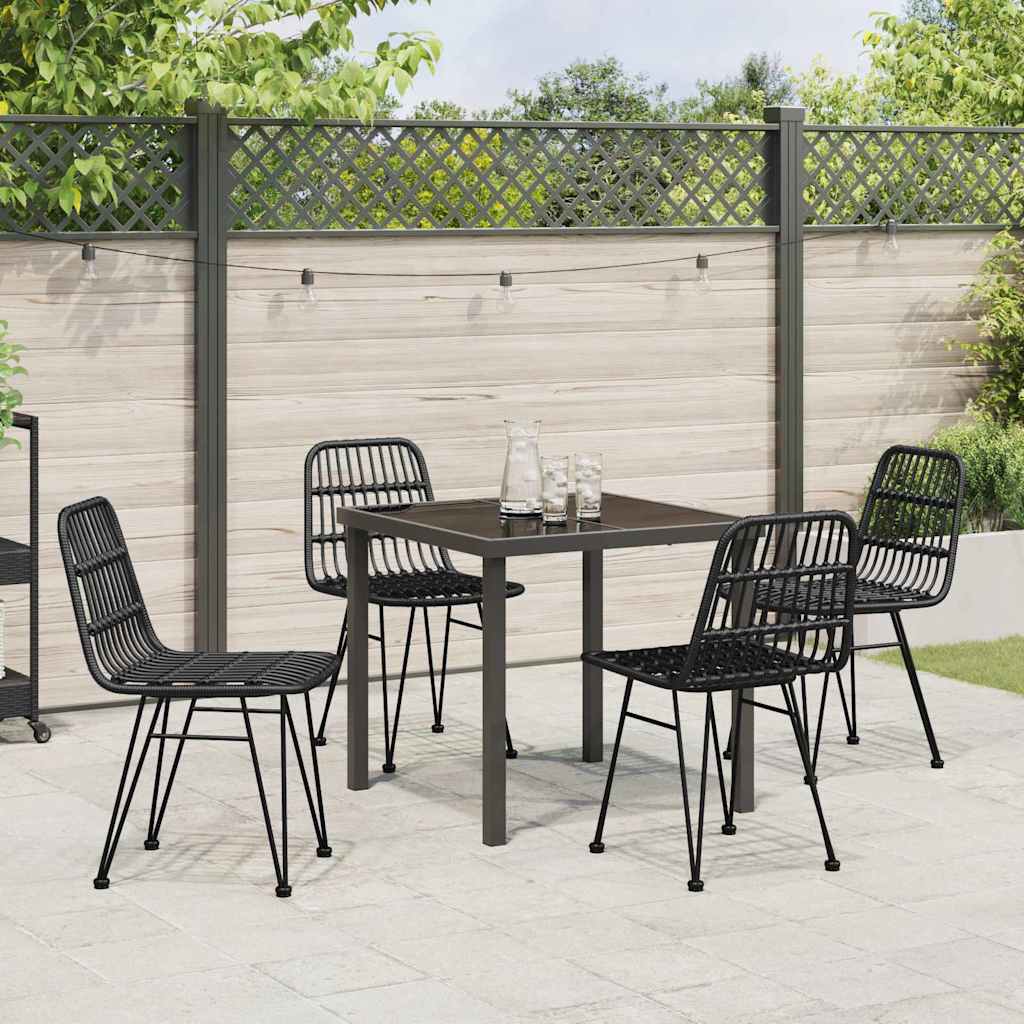 Garten Essgruppe 5 pcs Schwarz Pulverbeschichteter Stahl