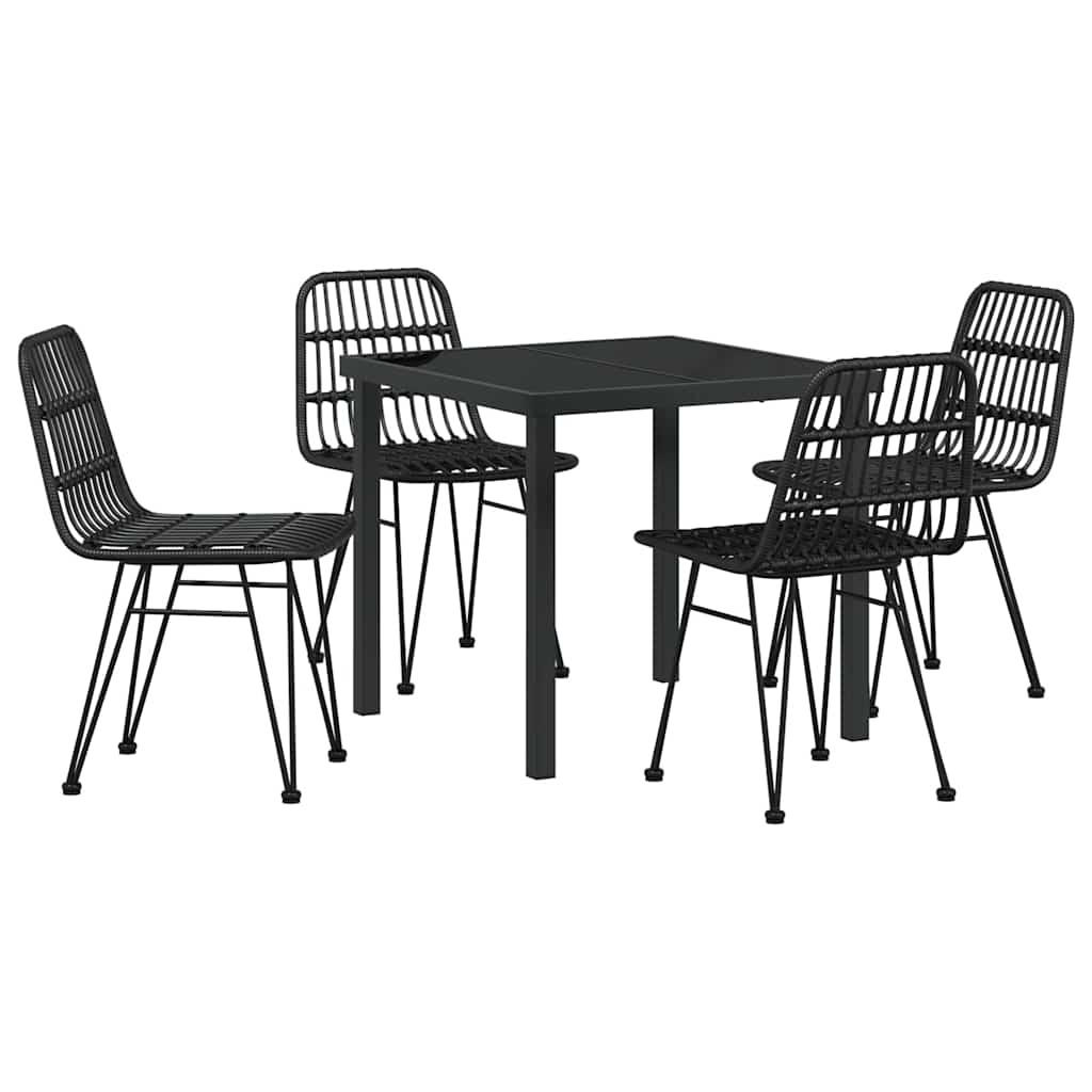 Garten Essgruppe 5 pcs Schwarz Pulverbeschichteter Stahl