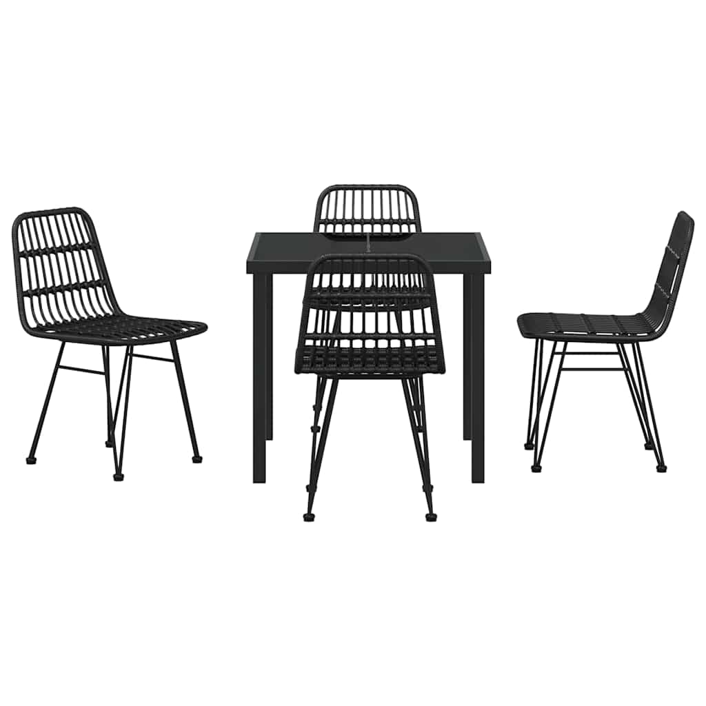 Garten Essgruppe 5 pcs Schwarz Pulverbeschichteter Stahl