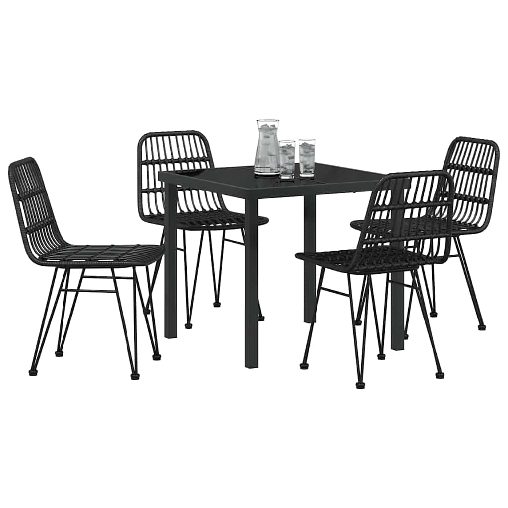 Garten Essgruppe 5 pcs Schwarz Pulverbeschichteter Stahl