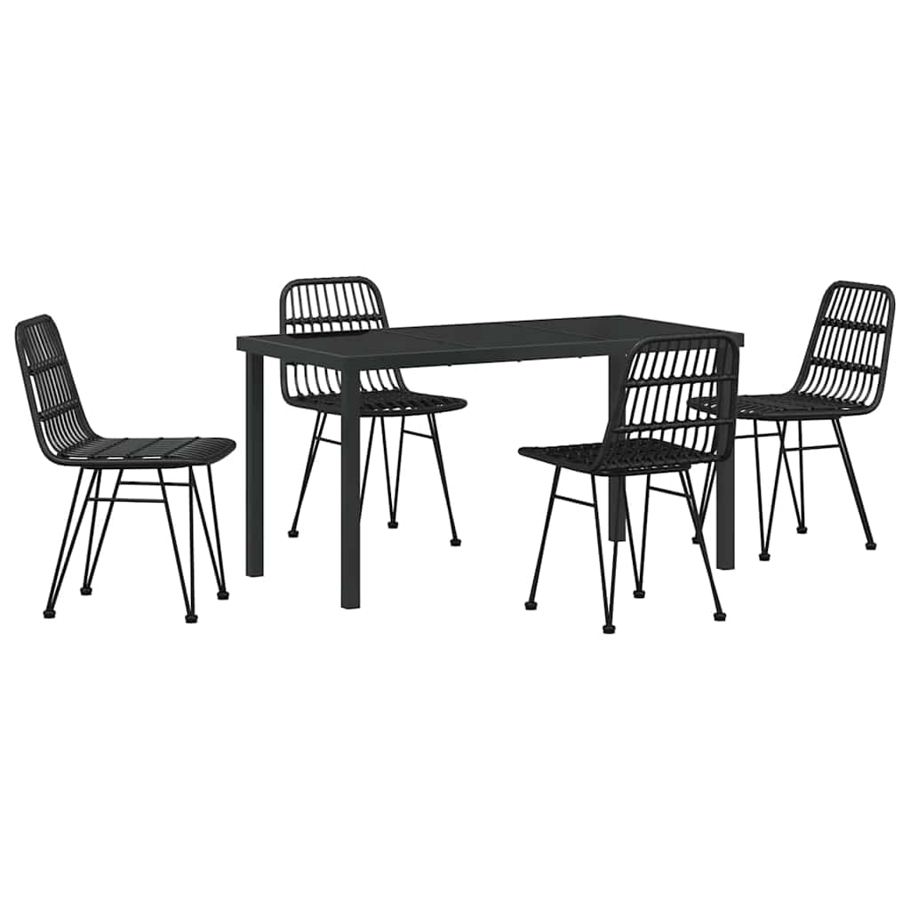 Garten Essgruppe 5 pcs Schwarz Pulverbeschichteter Stahl