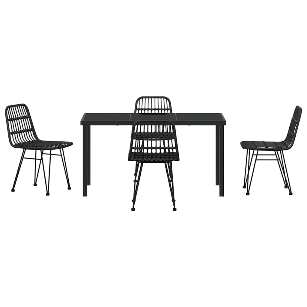 Garten Essgruppe 5 pcs Schwarz Pulverbeschichteter Stahl