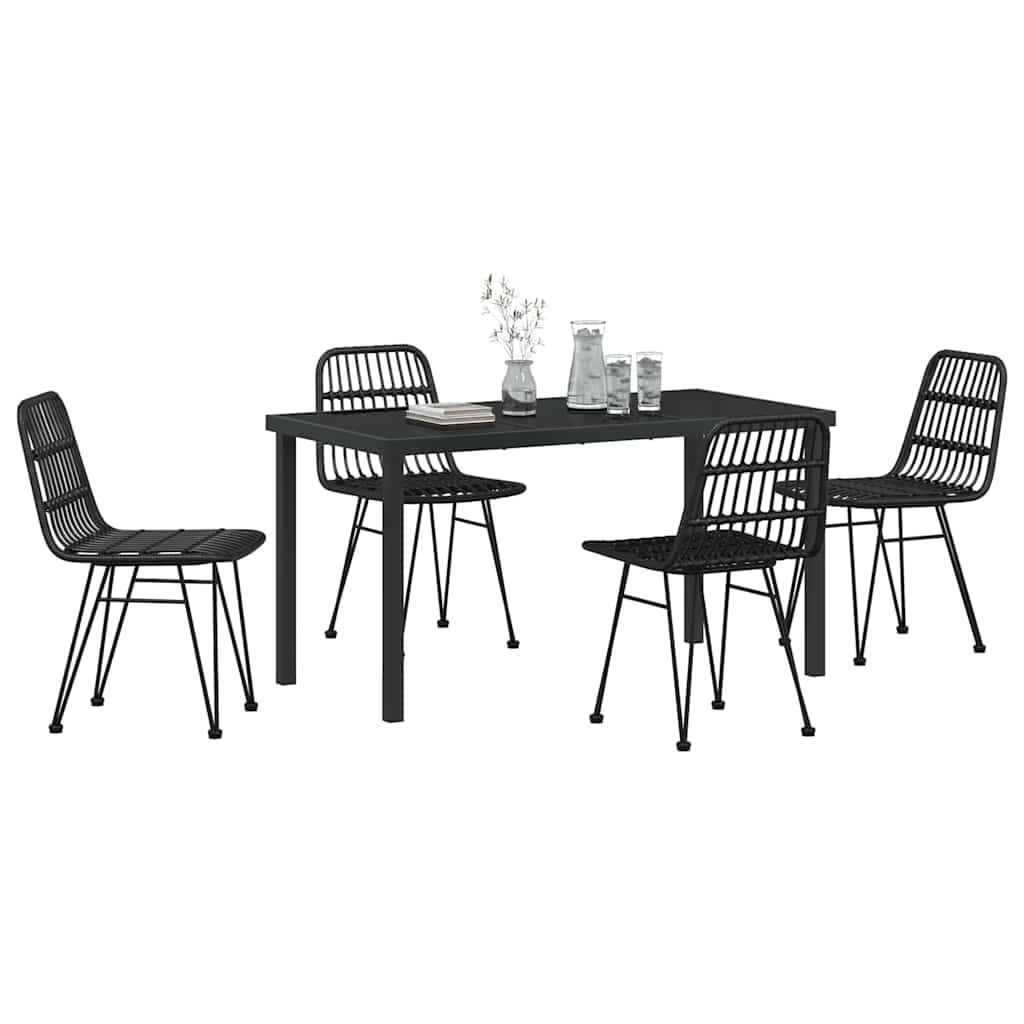 Garten Essgruppe 5 pcs Schwarz Pulverbeschichteter Stahl