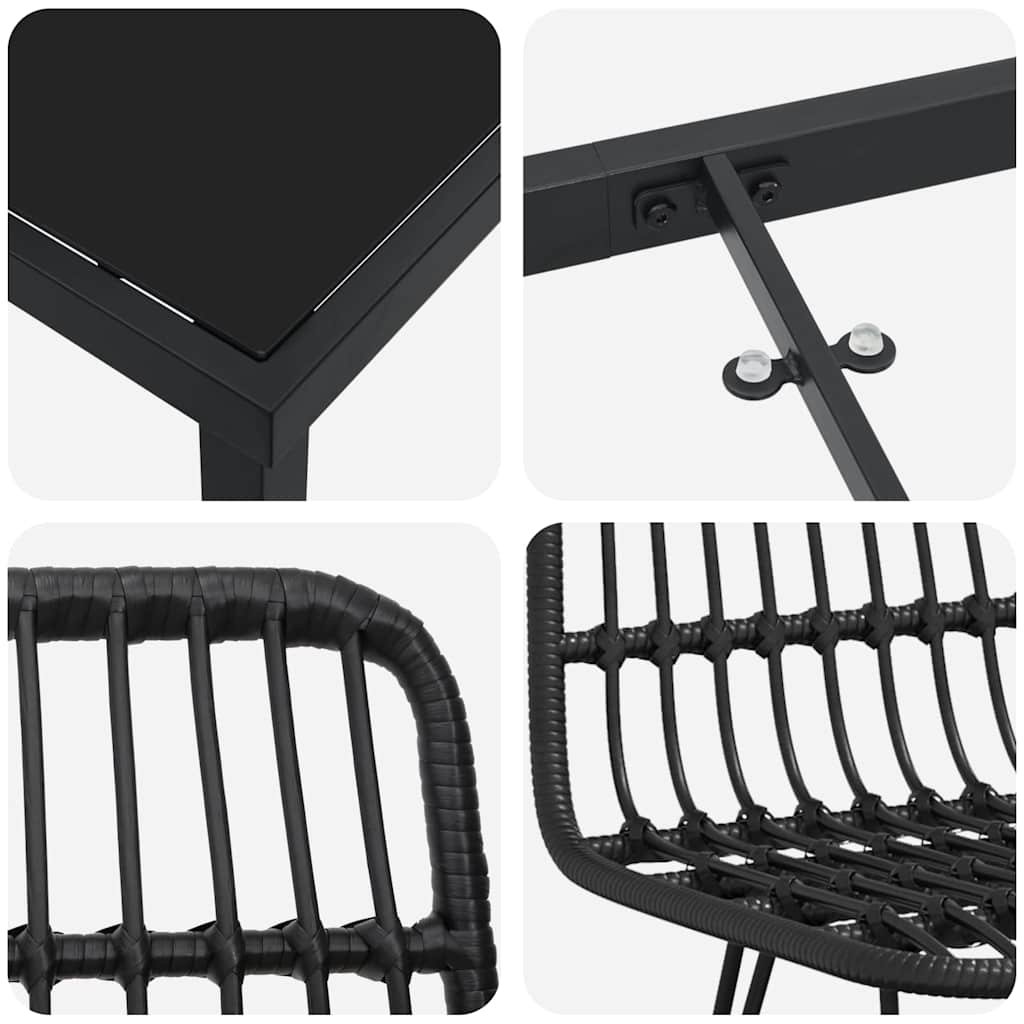 Garten Essgruppe 5 pcs Schwarz Pulverbeschichteter Stahl