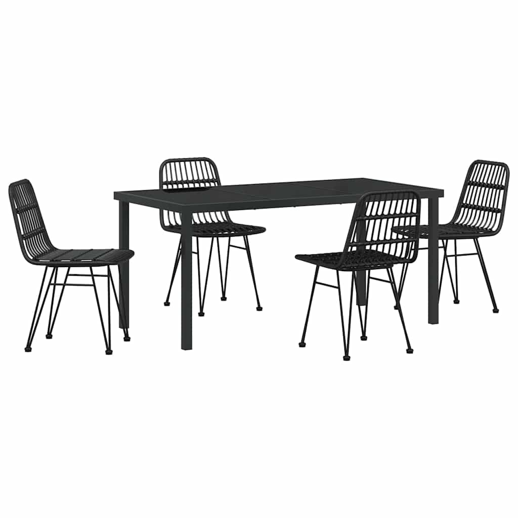 Garten Essgruppe 5 pcs Schwarz Pulverbeschichteter Stahl