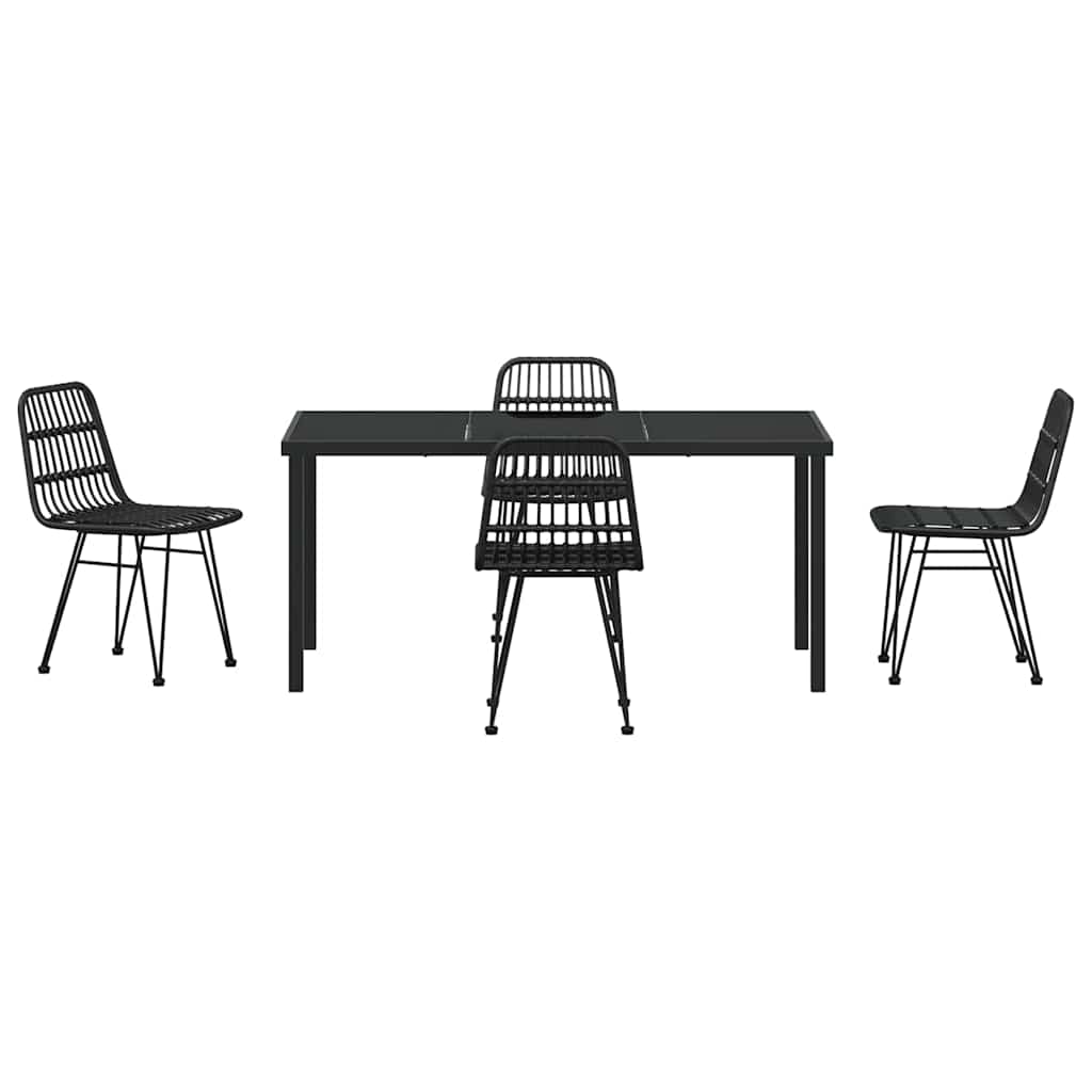 Garten Essgruppe 5 pcs Schwarz Pulverbeschichteter Stahl