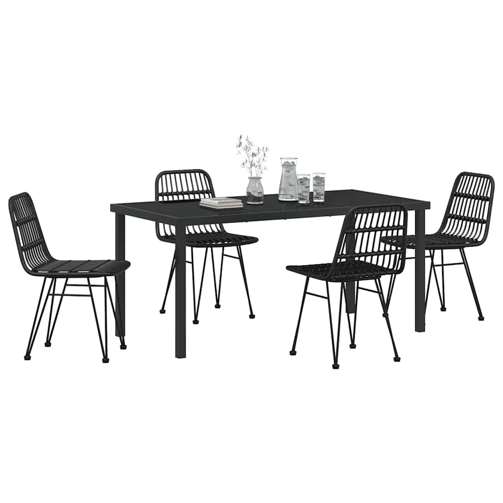 Garten Essgruppe 5 pcs Schwarz Pulverbeschichteter Stahl
