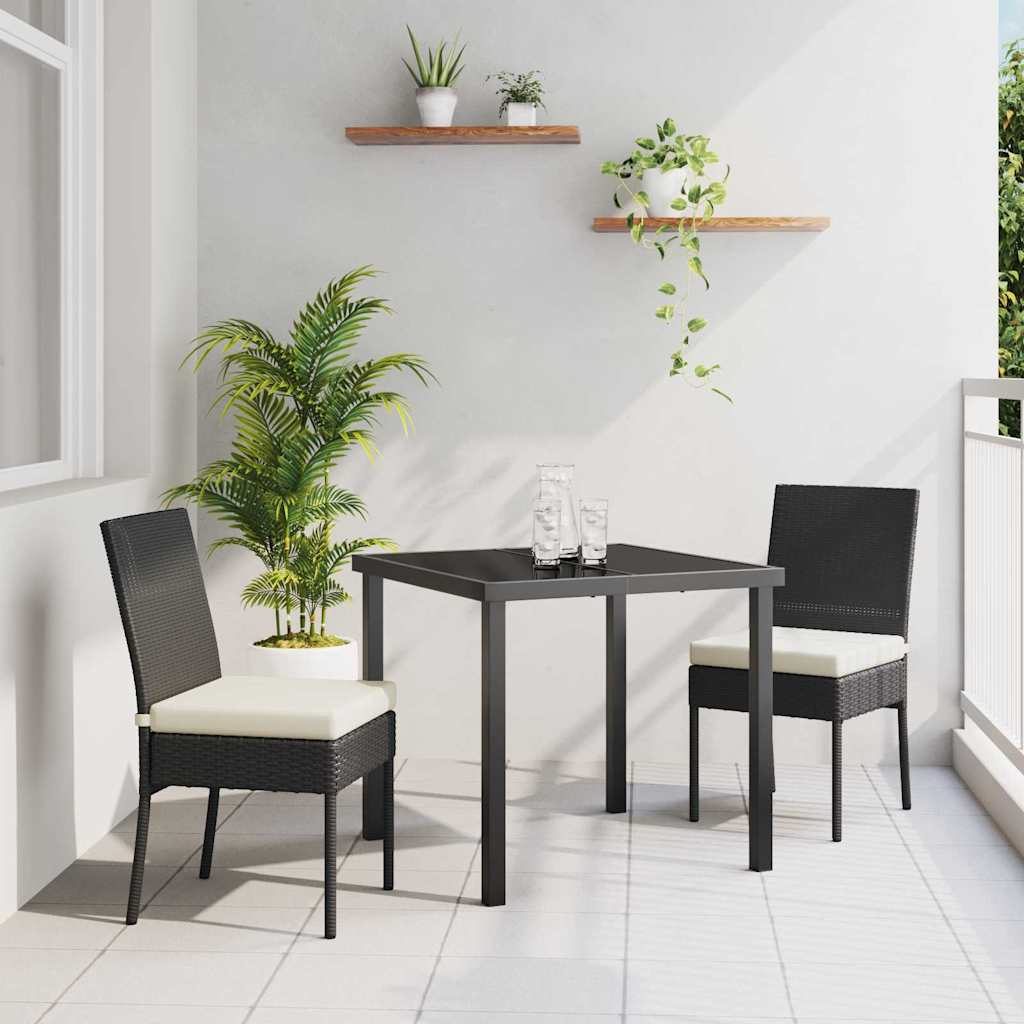 Garten Essgruppe 3 pcs Schwarz Pulverbeschichteter Stahl