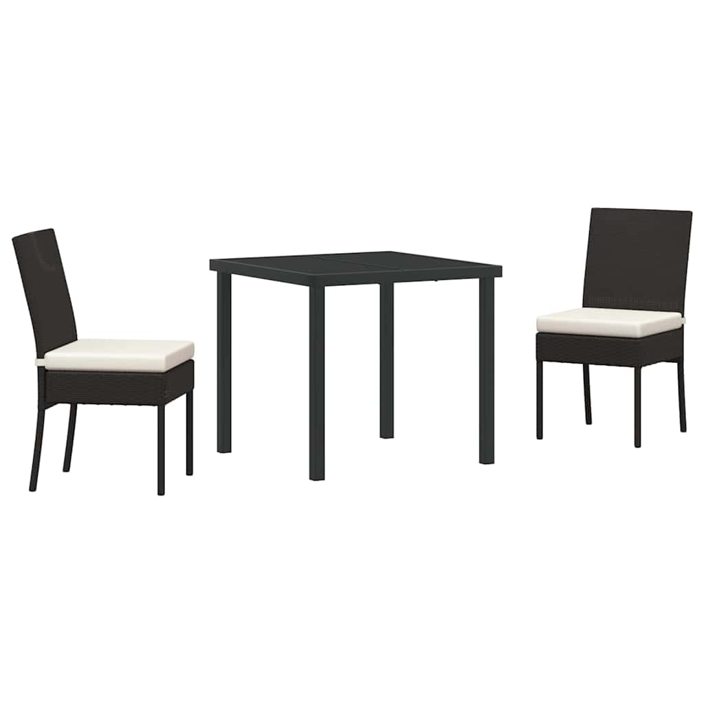 Garten Essgruppe 3 pcs Schwarz Pulverbeschichteter Stahl