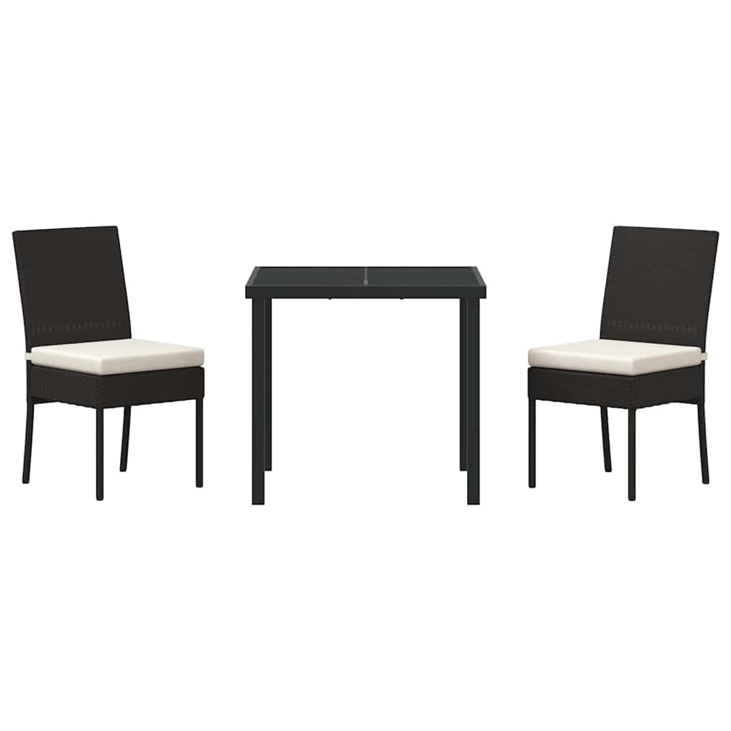 Garten Essgruppe 3 pcs Schwarz Pulverbeschichteter Stahl