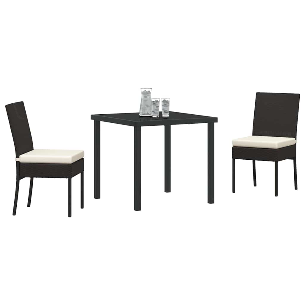 Garten Essgruppe 3 pcs Schwarz Pulverbeschichteter Stahl